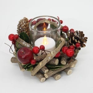 13CM Christmas Round Wreath Tealight Holder