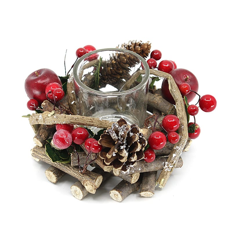 13CM Christmas Round Wreath Tealight Holder_2