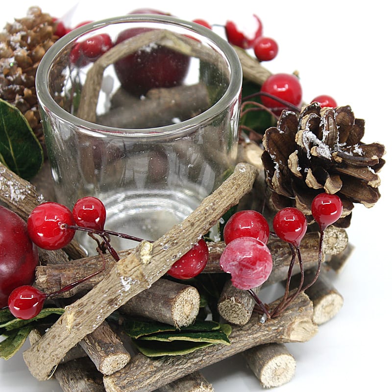 13CM Christmas Round Wreath Tealight Holder_3