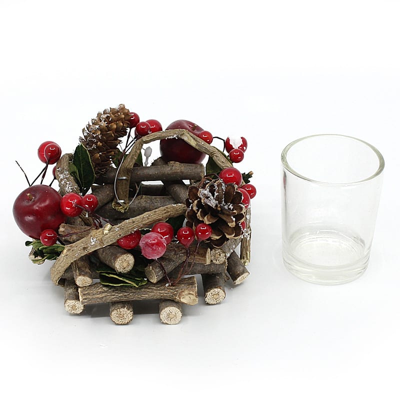 13CM Christmas Round Wreath Tealight Holder_4