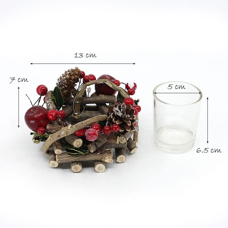 13CM Christmas Round Wreath Tealight Holder_5
