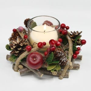 15CM Christmas Round Wreath Candle Holder-1