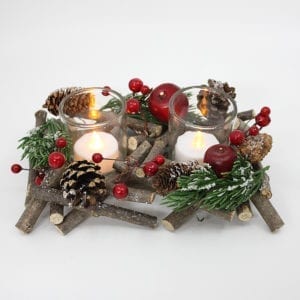 20CM Christmas Rectangular Wreath Tealight Holder_1