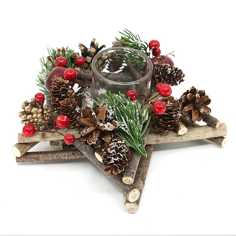 20CM Christmas Star Wreath Tealight Holder_2