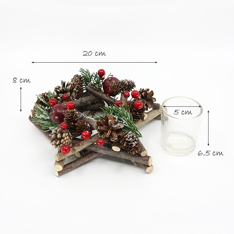 20CM Christmas Star Wreath Tealight Holder_5