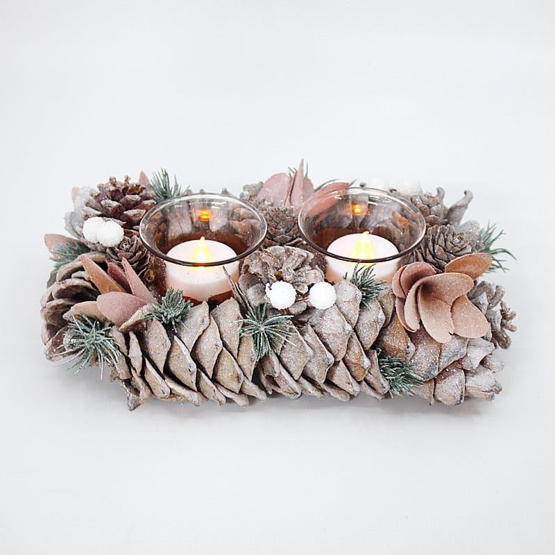 23CM Christmas Pastel Pine Cones Tealight Holder 23CM Christmas Pastel Pine Cones Tealight Holder