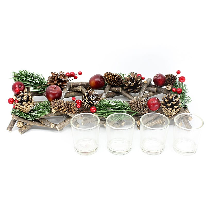 40CM Christmas Rectangular Wreath Tealight Holder-5