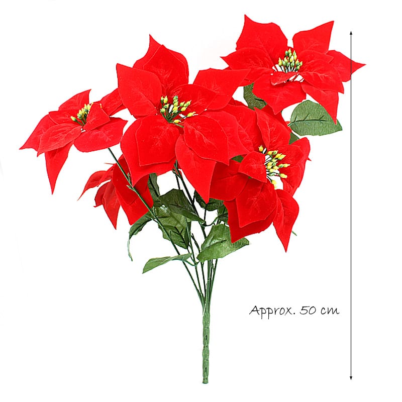 Christmas Artificial Poinsettia Bunch_3