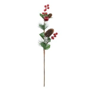 Christmas Berries & Snow Pine Needles Branch