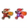 Christmas Flashing Light Magnetic Earrings Yellow Sack Santa