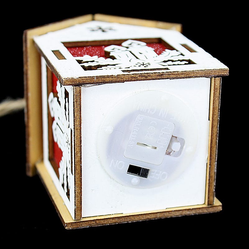 Set of 3 Christmas Flashing Light White Wooden House_5