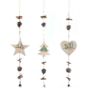 Set of 3 Merry Christmas Hanging Wooden Ornament
