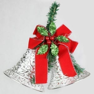 Christmas Jingle Bell Elegant Holly Silver