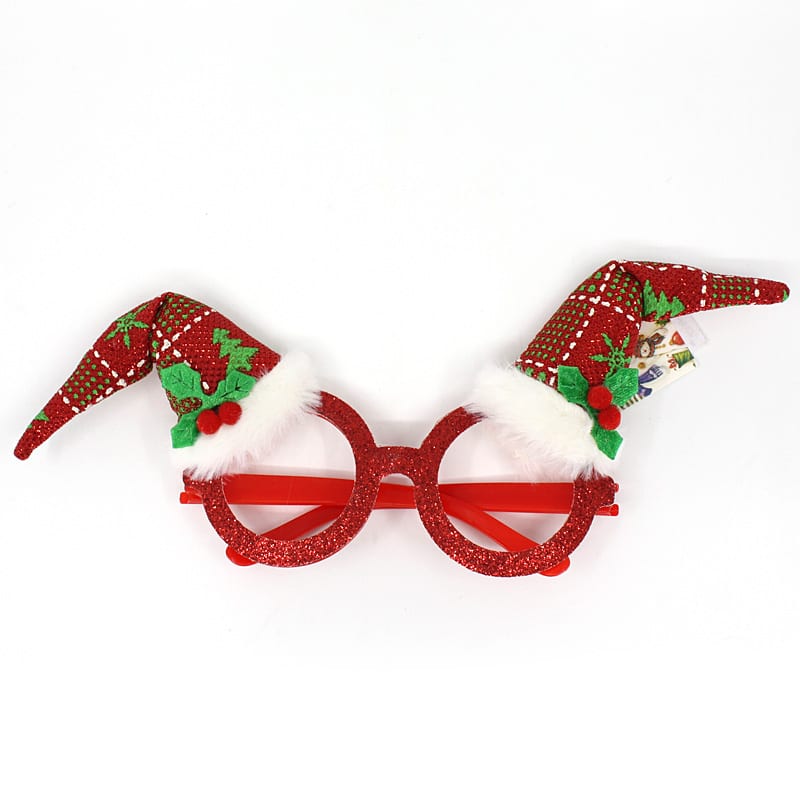 Christmas Party Glasses Red Glitter Twin Hat Christmas Party Glasses Red Glitter Twin Hat